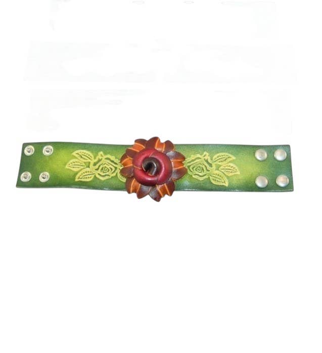 Assorted Wide leather flower Women's Bracelet