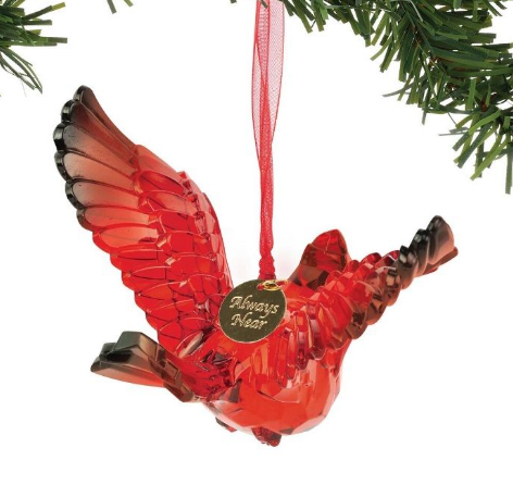 Always Near Cardinal Ornament — Faceted Red Acrylic Memorial Keepsake