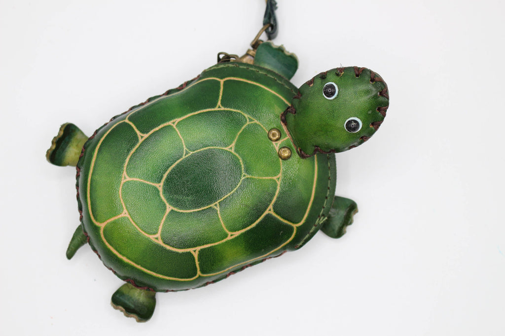 Leather Turtle coin purse wallet  E353-1 Green large